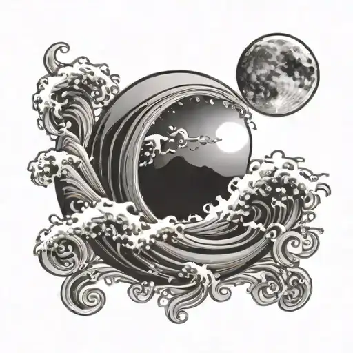 Cresent Moon With Wave Inside