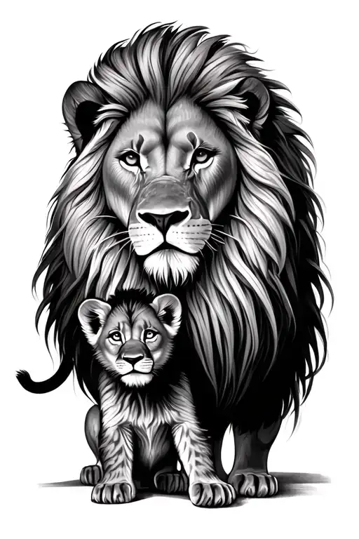 Male Lion And Cub Son Of A King