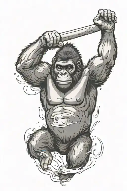 Gorilla Throwing A Spare Over His Head