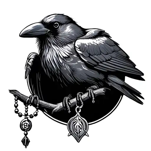 Crow Carrying A Rosary