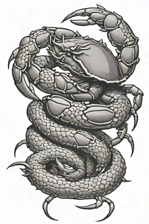 A Crab Holding A Snake In Its Claw