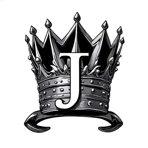 King Crown With Letter J Under