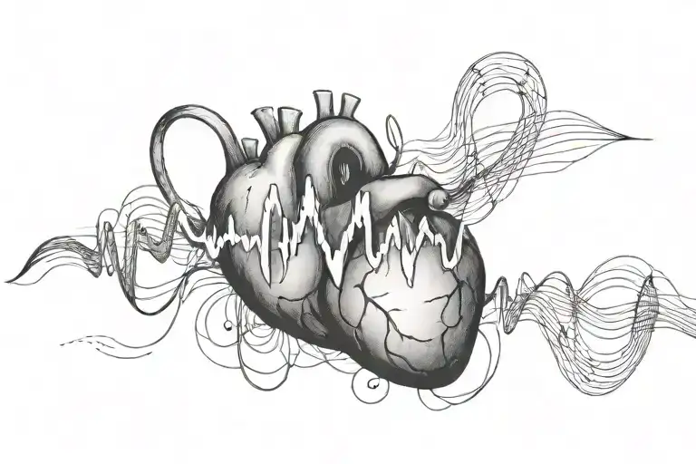 Text Tatoo With Heartbeat Line