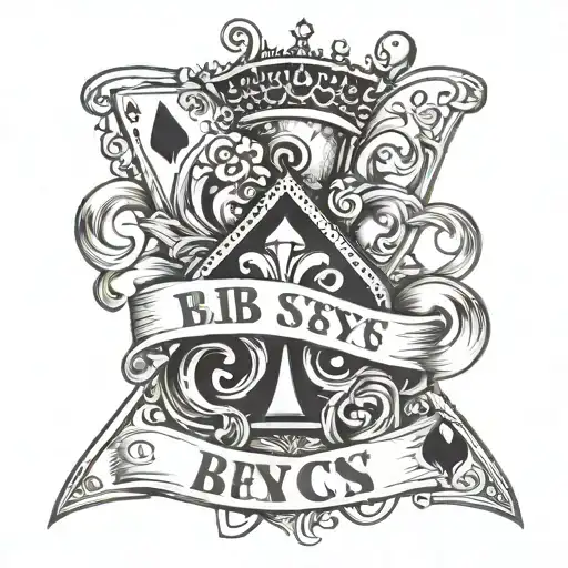 Queen Of Spades Symbol With Text 'B B C S I S S Y'