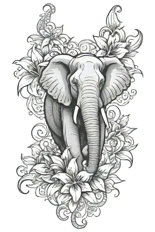 Lily Flowers Elephant Roman Arabic Caligraphy