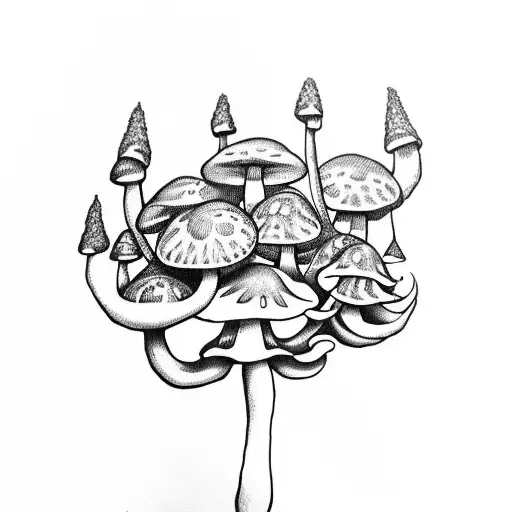 A Mystical Mushroom Garden With Intricate Floral Designs