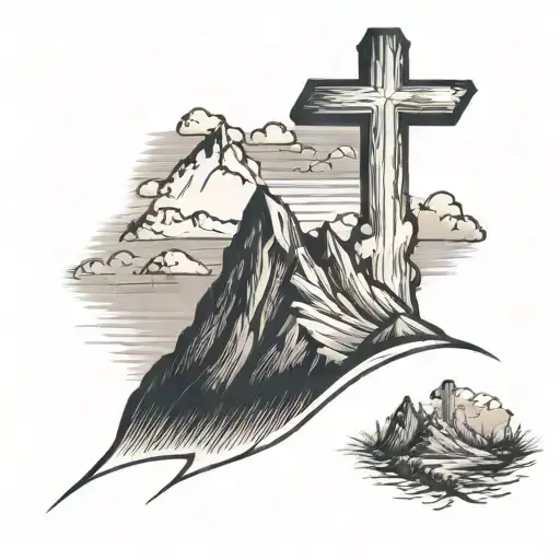 Mountain Peak With A Cross