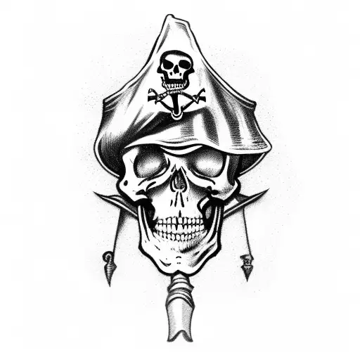 Pirate Skeleton With Pirate Hat And Sword