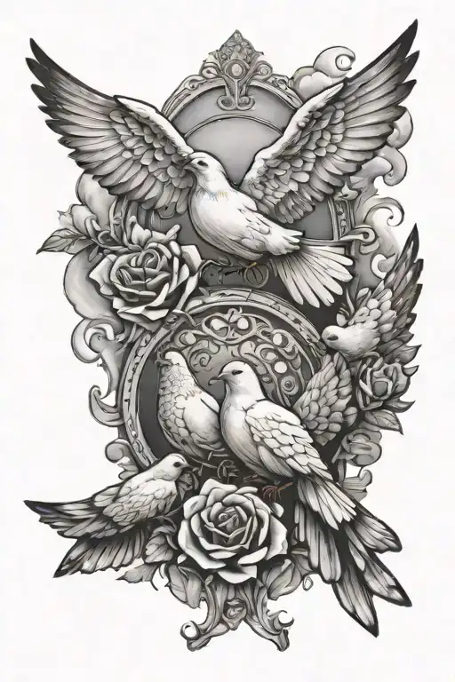 4 Doves Lights And Clouds Roserey Wrapped Loosely And Religious