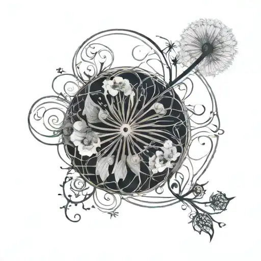 Fibonacci Spiral And Dandelion