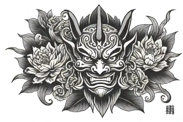 Oriental Lotus Flower Oni Mask Chest