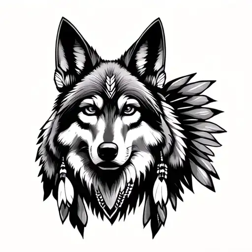 Native American With Coyote