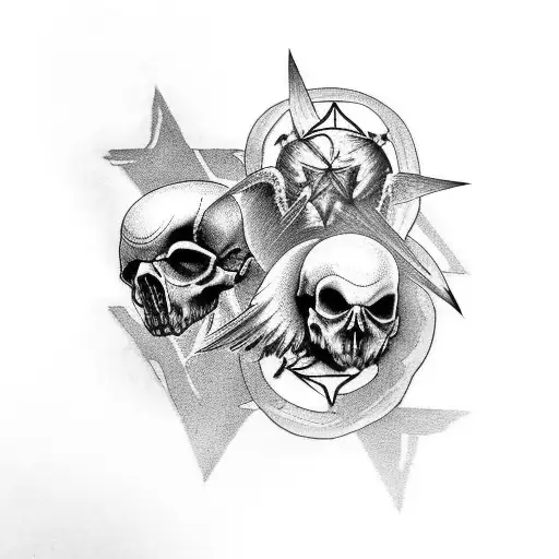 Raven Skulls With A Pentagram