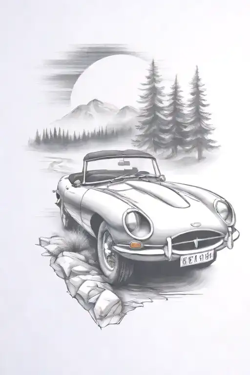 E Type Car Mountian Road Background