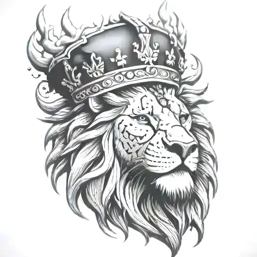 Lion Head With Hoodie And Crown