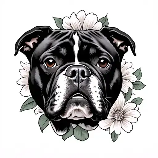 Flower And American Bully Dog