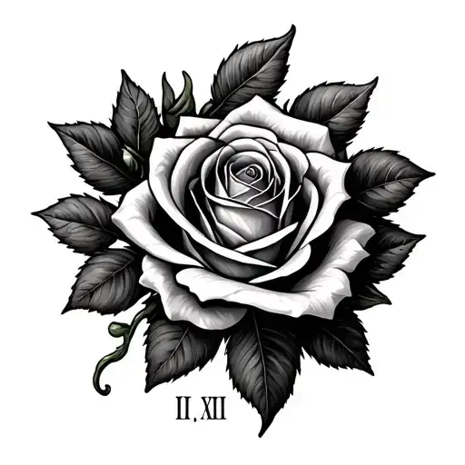 Rose Vine Wrapped Around Roman Numeral Date