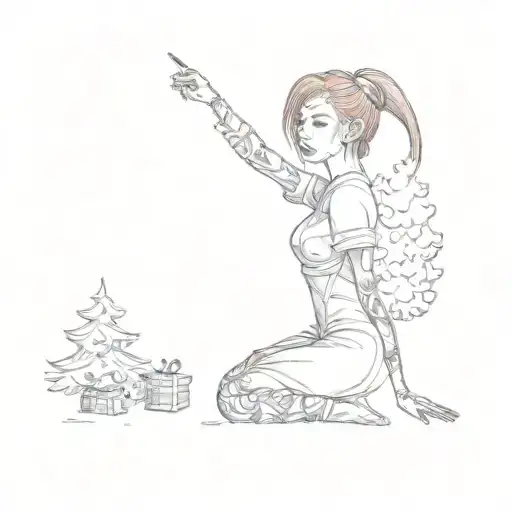 A Girl With Red Hair And A Christmas Tree