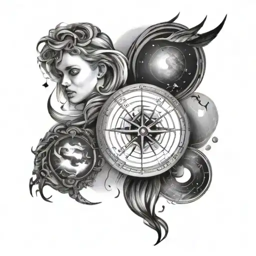 Create Long Zodiac Tattoo With Sun Sign And Moon Sign Libra And Pisces On The Outer Forearm