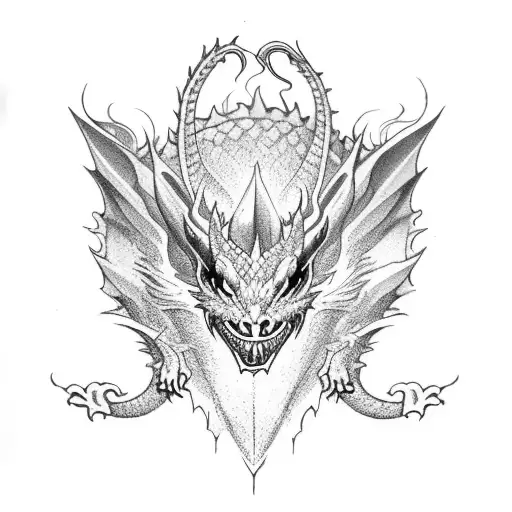 Medieval Dragon With Flowers