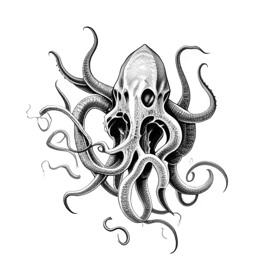 Giant Squid Scary Death Skulls Lovecraftian