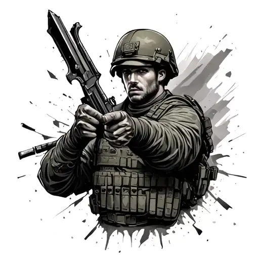 Soldier With A Broken Weapon Pointing