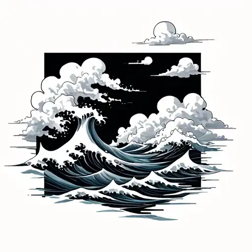 Water Waves And Clouds Minimalistic