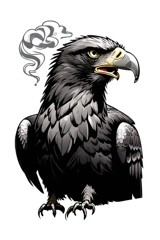 Angry Eagle Smoking Cigarette