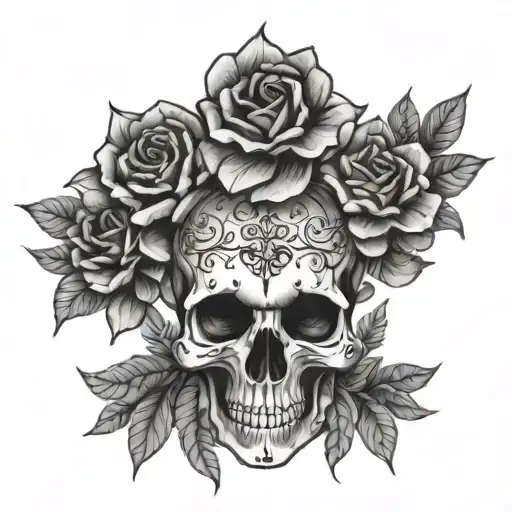 Skull Bones Floral Geometric