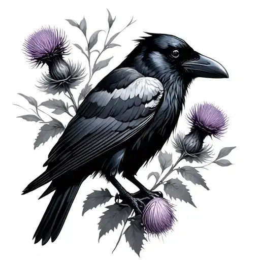 Raven With Thistles