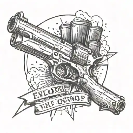 A Pistol With A Bullet Shooting Out But It's A Line That Says Explore The Cosmos