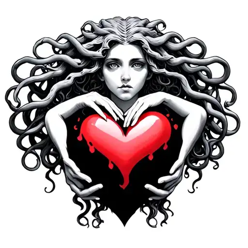 Simple Medusa Holding Heart