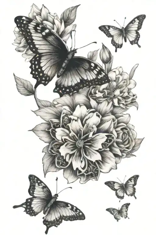 February Birth Flower With Butterflies