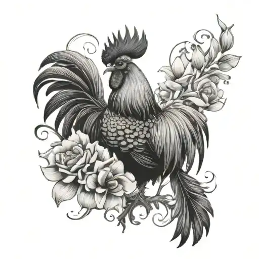 Flowers And Rooster