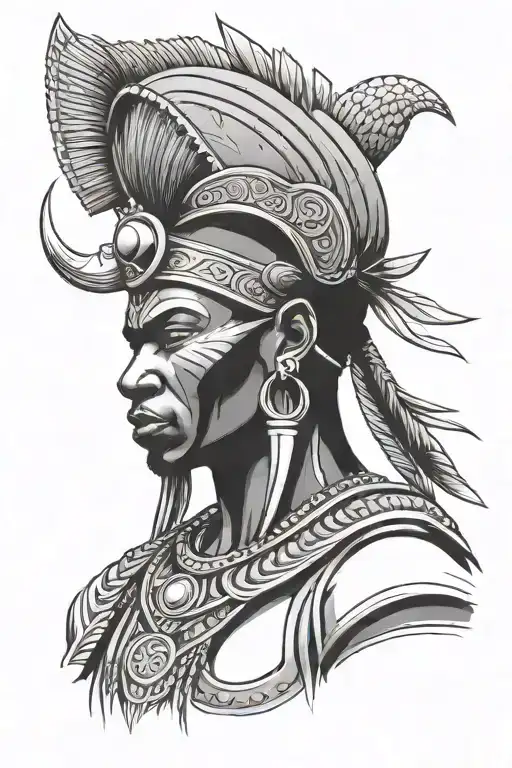 African Warrior With Crown