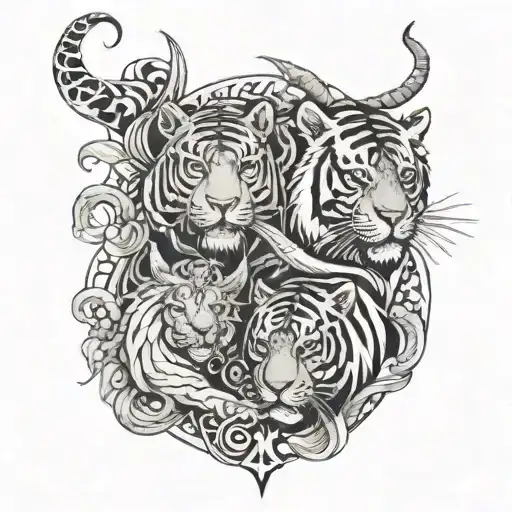 Capricorn And Scorpio And Tiger Surrounded