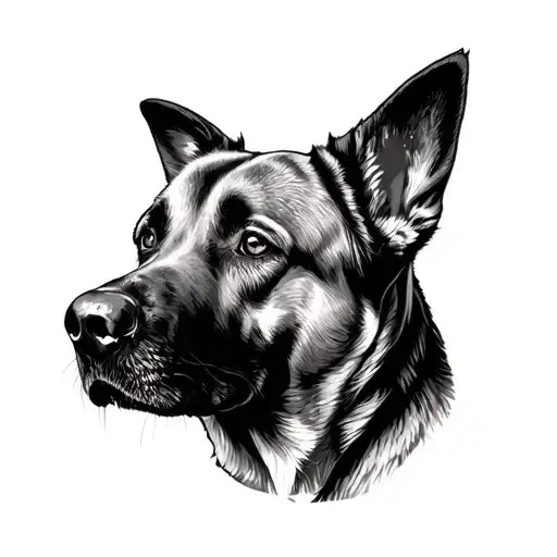 Left Portrait Of Kangal Dog In Black And Grey Realism