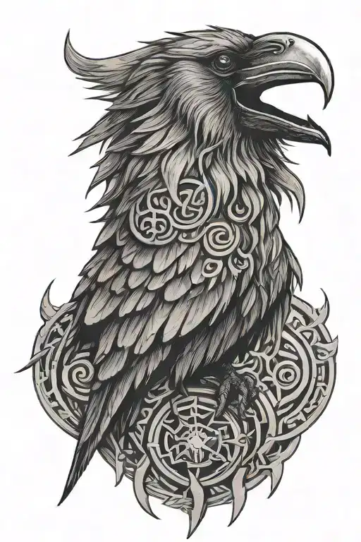 Vikings Raven Fenrir With Runes