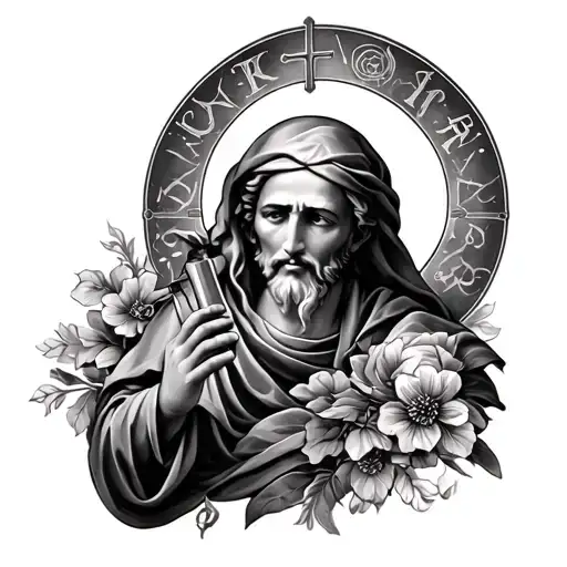 St Anthony Religious Tattoo Design