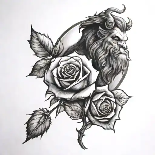 Beauty And The Beast With Castle And Rose