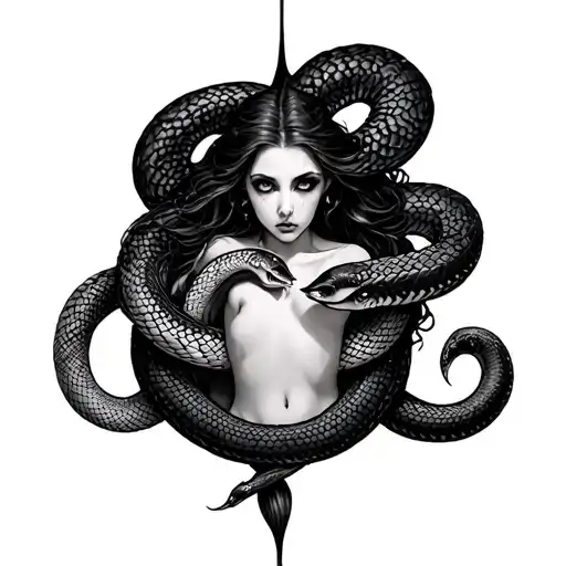 Succubus Womb Tattoo With Snake Intertwined
