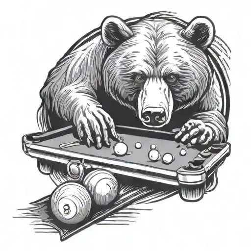 Bear Playing Billiard Ball