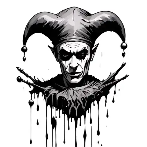 A Medieval Jester Sleeve With Dripping Ink Bloody And Gothic