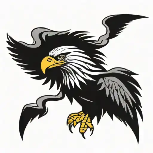 Tribal Side Thigh Tattoo Eagle Wings