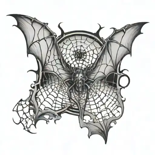 Bat Wings And Semi Colon With Spider Webs