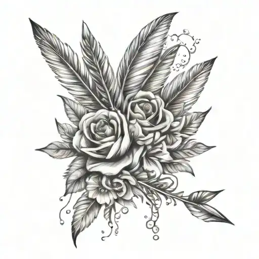 Arrow And Feather With Flowers