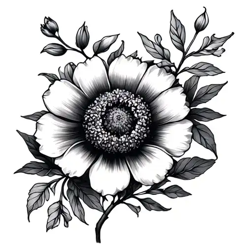 Kosmos Flower And Tagetes Flower And The Libra Zodiac Sign