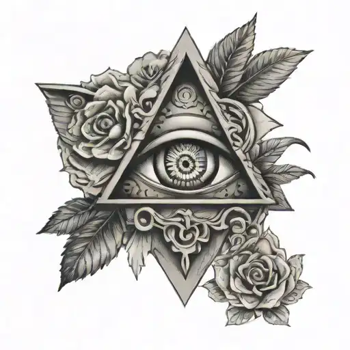 Iluminati Triangle Its Eye With A Snake Around And A Very Small Butterfly Inside Of It And A Dagger