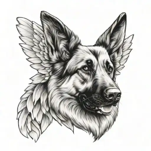 German Shepherd With Angel Wings