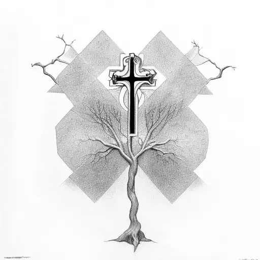 Cross And Tree Of Life